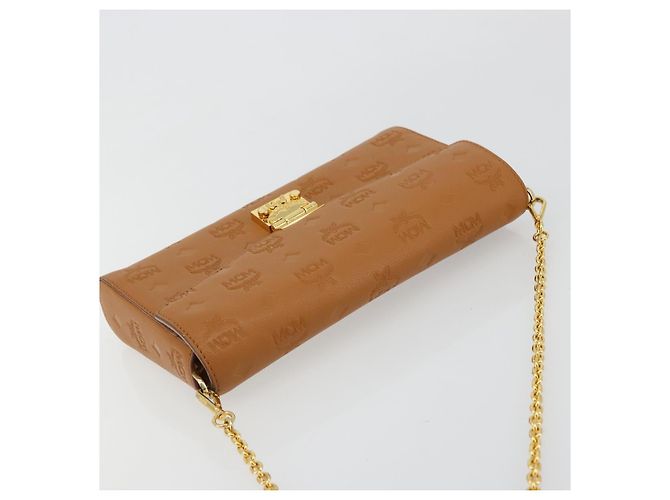 Borsa a Spalla MCM Vicetos Logogram Chain in Pelle Marrone Oro Auth mr2451V D'oro - vista 6