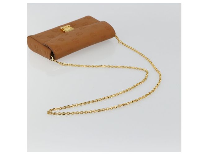 Borsa a Spalla MCM Vicetos Logogram Chain in Pelle Marrone Oro Auth mr2451V D'oro - vista 7
