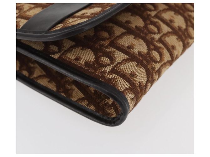 Borsa a Spalla con Catena Christian Dior Trotter Canvas Marrone Oro Auth 179423 D'oro - vista 10