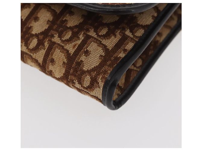 Borsa a Spalla con Catena Christian Dior Trotter Canvas Marrone Oro Auth 179423 D'oro - vista 11