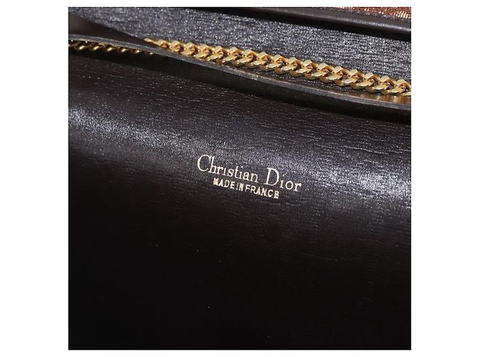 Borsa a Spalla con Catena Christian Dior Trotter Canvas Marrone Oro Auth 179423 D'oro - vista 16