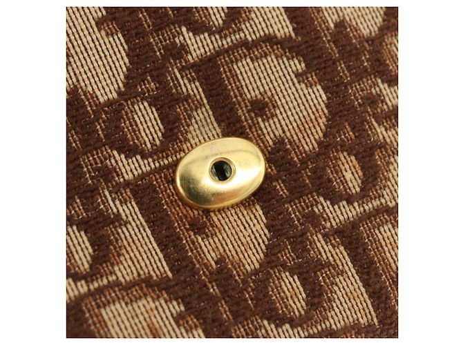 Borsa a Spalla con Catena Christian Dior Trotter Canvas Marrone Oro Auth 179423 D'oro - vista 20