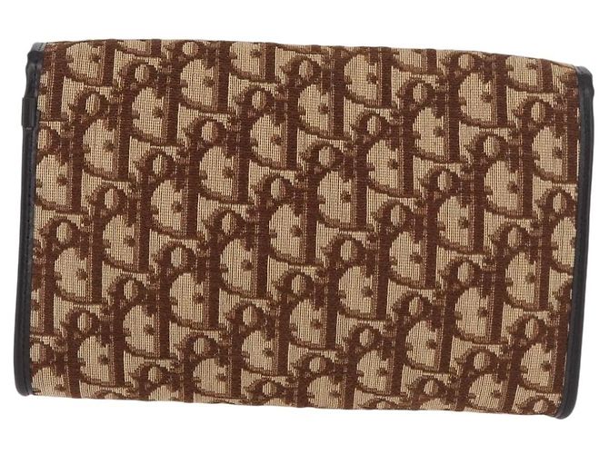 Borsa a Spalla con Catena Christian Dior Trotter Canvas Marrone Oro Auth 179423 D'oro - vista 3