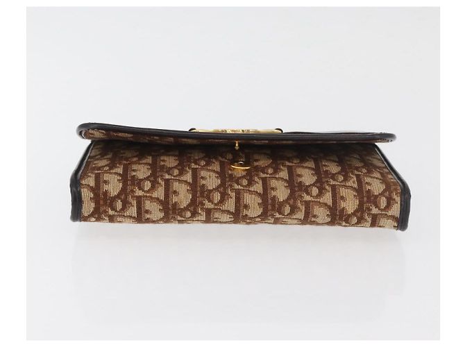 Borsa a Spalla con Catena Christian Dior Trotter Canvas Marrone Oro Auth 179423 D'oro - vista 9