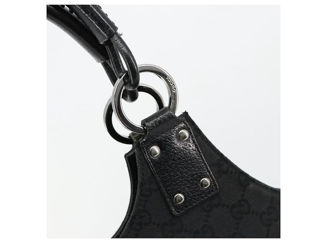 Borsa GUCCI GG Canvas Nera Argento 132260 Auth 179267A Nero - vista 10
