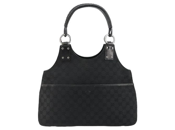 Borsa GUCCI GG Canvas Nera Argento 132260 Auth 179267A Nero - vista 13