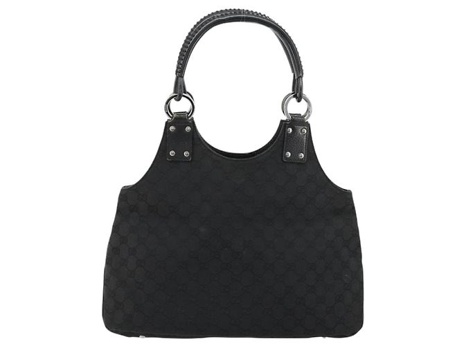 Borsa GUCCI GG Canvas Nera Argento 132260 Auth 179267A Nero - vista 2