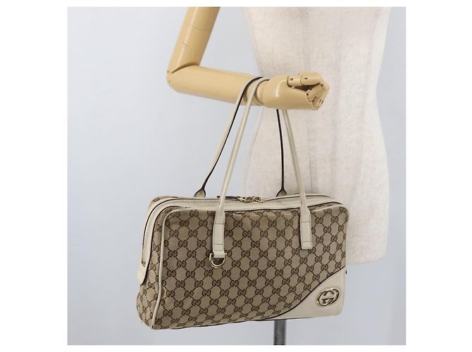 Bolso Tote GUCCI GG Canvas Beige Oro 169971 Auth BA12582 Dorado - vista 23
