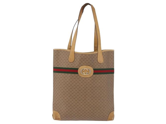 Sac GUCCI Micro GG Supreme Web Sherry Line PVC Beige 904 002 0131 Auth 179395 Doré - vue 13