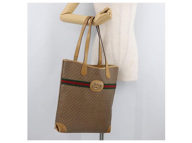 Sac GUCCI Micro GG Supreme Web Sherry Line PVC Beige 904 002 0131 Auth 179395 Doré - vue 21