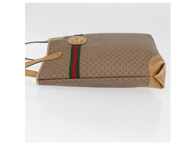 Sac GUCCI Micro GG Supreme Web Sherry Line PVC Beige 904 002 0131 Auth 179395 Doré - vue 4