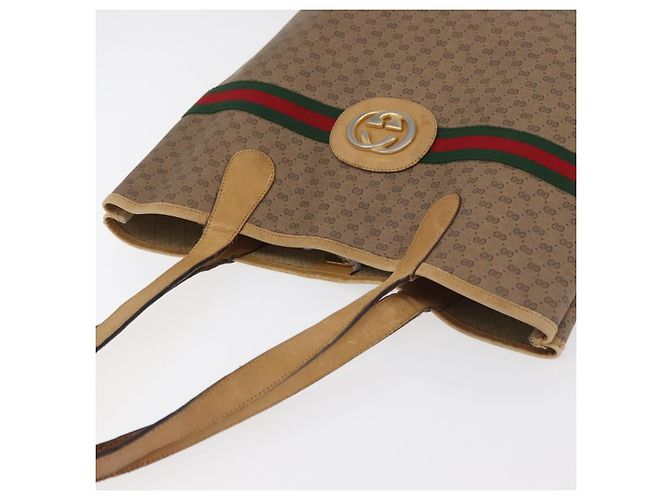 Sac GUCCI Micro GG Supreme Web Sherry Line PVC Beige 904 002 0131 Auth 179395 Doré - vue 6