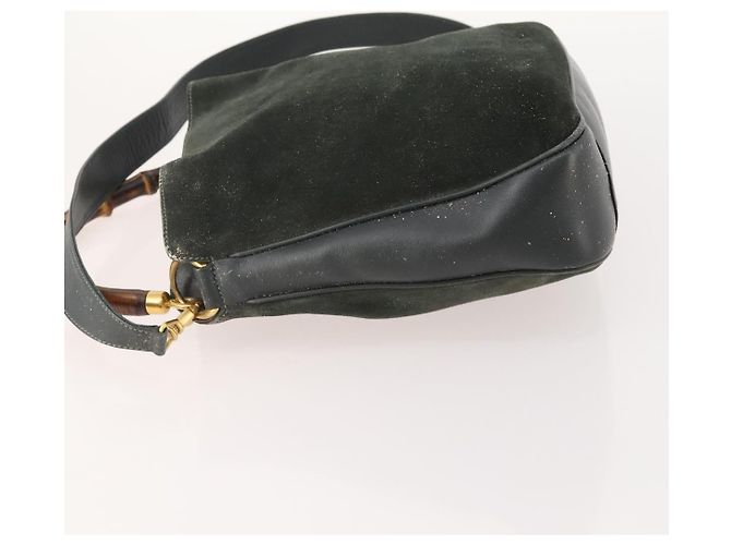 Borsa a Spalla GUCCI Bamboo Suede 2way Nero Oro 001 1705 1638 Auth 177216 D'oro - vista 4