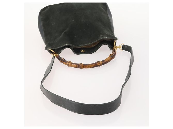 Borsa a Spalla GUCCI Bamboo Suede 2way Nero Oro 001 1705 1638 Auth 177216 D'oro - vista 7