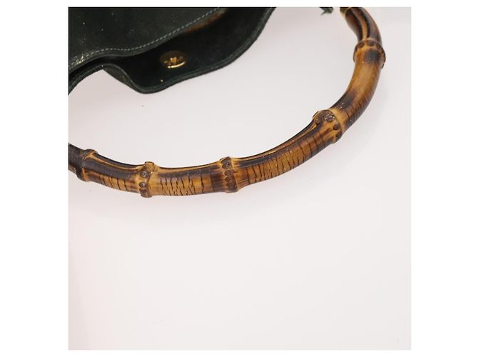 Borsa a Spalla GUCCI Bamboo Suede 2way Nero Oro 001 1705 1638 Auth 177216 D'oro - vista 9