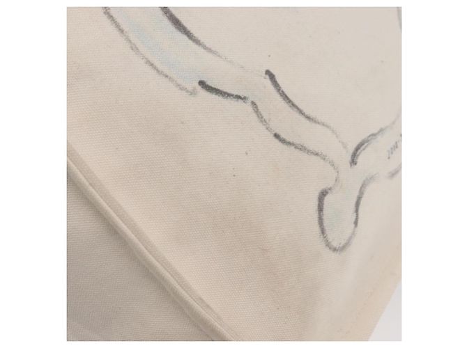 CHANEL Tote Bag Canvas Weiß Silber CC Auth BA12534A - Ansicht 10