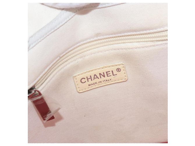 CHANEL Tote Bag Canvas Weiß Silber CC Auth BA12534A - Ansicht 17