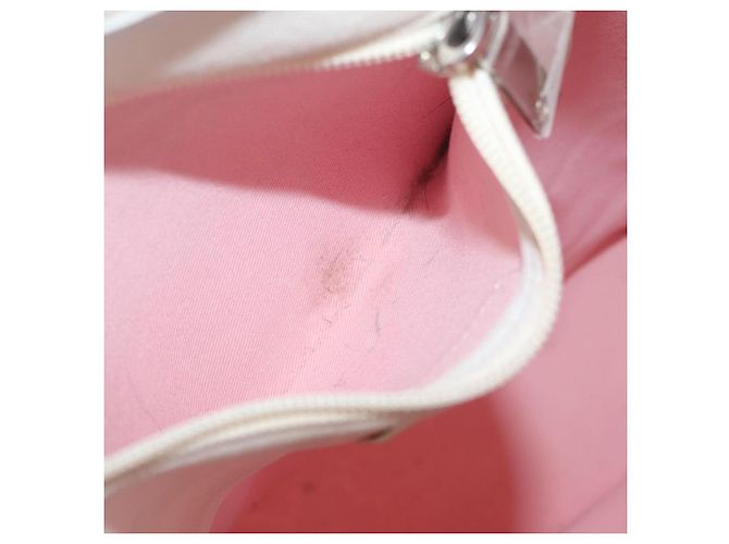 CHANEL Tote Bag Canvas Weiß Silber CC Auth BA12534A - Ansicht 21