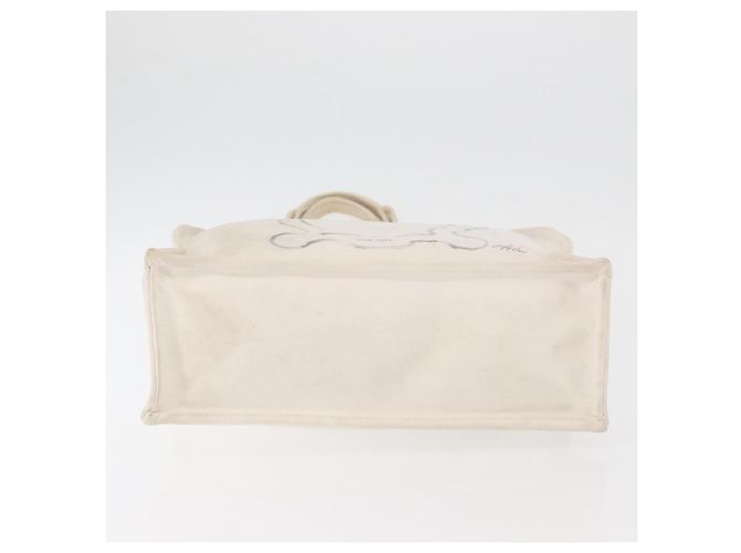CHANEL Tote Bag Canvas Weiß Silber CC Auth BA12534A - Ansicht 5