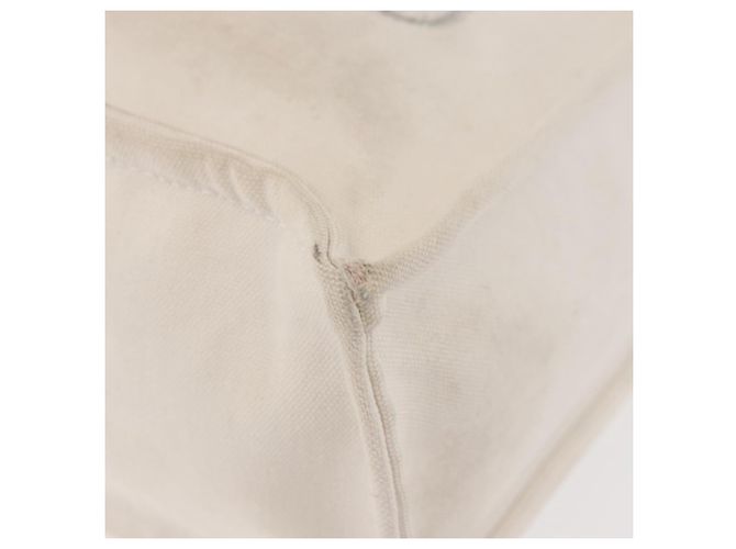 CHANEL Tote Bag Canvas Weiß Silber CC Auth BA12534A - Ansicht 9