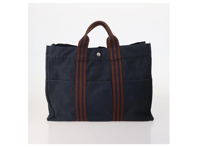 Hermès HERMES Fourre Tout Tote Bag Canvas 5 Set Navy Black Khaki Auth fm5354 Nero Cachi Blu navy - vista 2