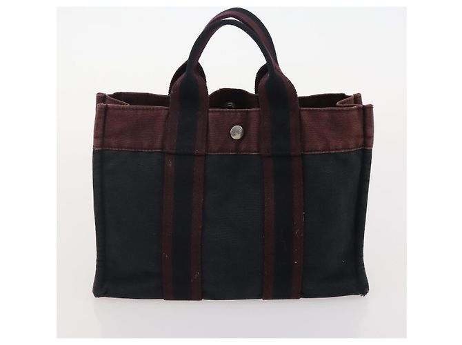 Hermès HERMES Fourre Tout Tote Bag Canvas 5 Set Navy Black Khaki Auth fm5354 Nero Cachi Blu navy - vista 23