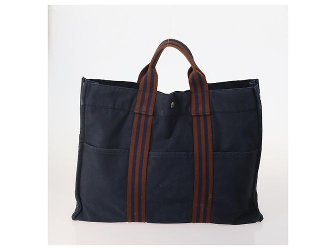 Hermès HERMES Fourre Tout Tote Bag Canvas 5 Set Navy Black Khaki Auth fm5354 Nero Cachi Blu navy - vista 3
