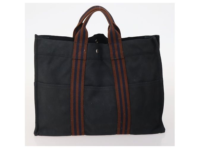 Hermès HERMES Fourre Tout Tote Bag Canvas 5 Set Navy Black Khaki Auth fm5354 Nero Cachi Blu navy - vista 7