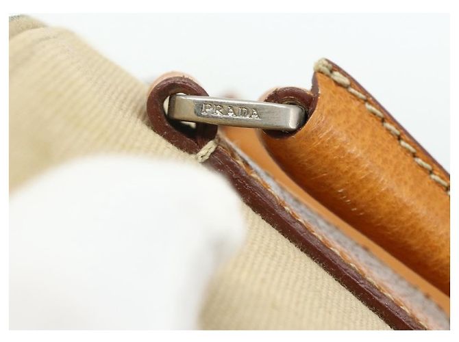 Borsa PRADA in tela beige argento Auth 180028 - vista 19