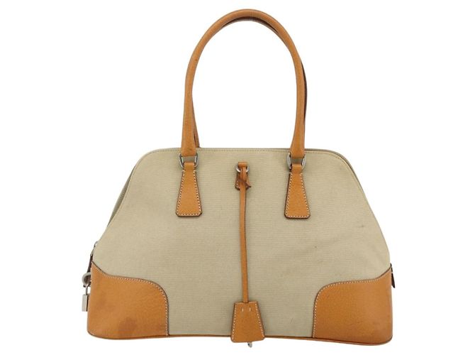 Borsa PRADA in tela beige argento Auth 180028 - vista 2