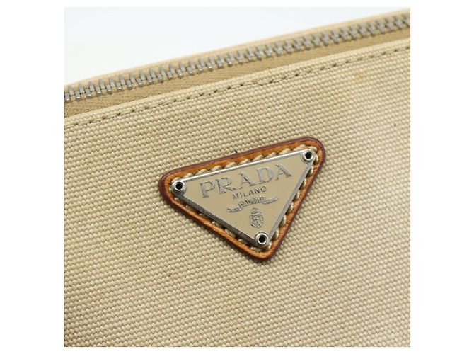 Borsa PRADA in tela beige argento Auth 180028 - vista 20