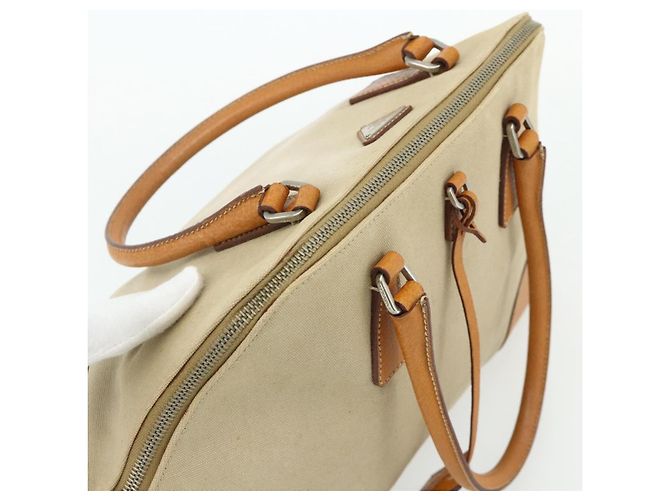 Borsa PRADA in tela beige argento Auth 180028 - vista 6