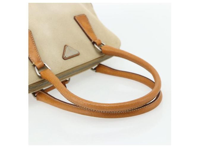 Borsa PRADA in tela beige argento Auth 180028 - vista 7