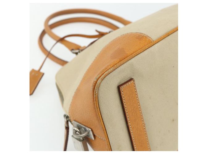 Borsa PRADA in tela beige argento Auth 180028 - vista 8