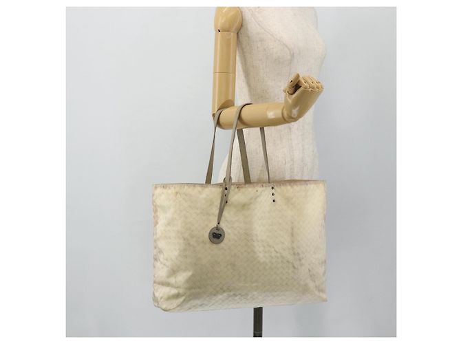 BOTTEGA VENETA Borsa Tote Intretti in Nylon Beige Auth ka4351 - vista 19