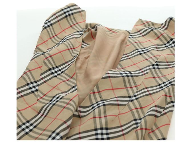 BURBERRY Einteiliges Kleid One Piece Nova Check aus Leinen und Viskose Beige Auth 179324A - Ansicht 10