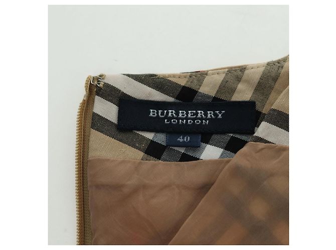 BURBERRY Einteiliges Kleid One Piece Nova Check aus Leinen und Viskose Beige Auth 179324A - Ansicht 11