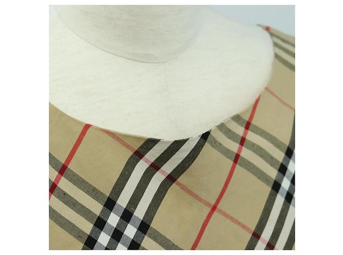 BURBERRY Einteiliges Kleid One Piece Nova Check aus Leinen und Viskose Beige Auth 179324A - Ansicht 6