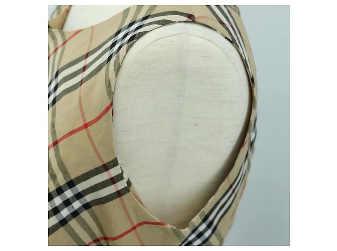 BURBERRY Einteiliges Kleid One Piece Nova Check aus Leinen und Viskose Beige Auth 179324A - Ansicht 7