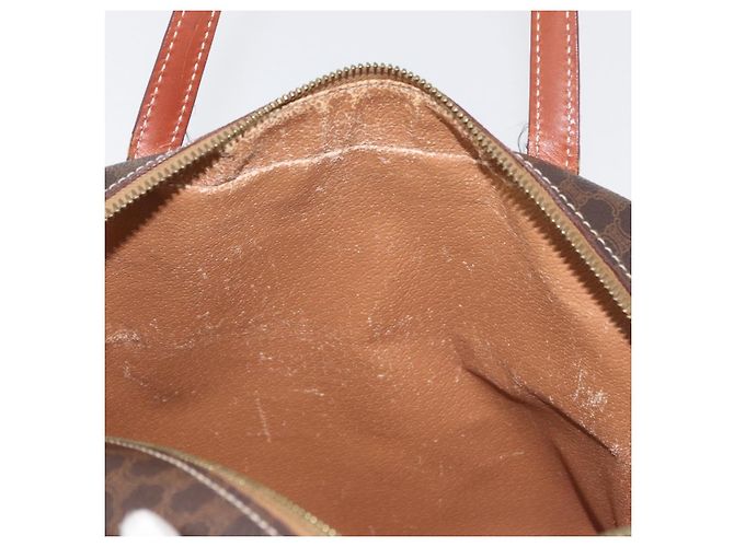 Céline Borsa CELINE Macadam Canvas PVC Pelle Marrone Oro Autentica 178762 D'oro - vista 11