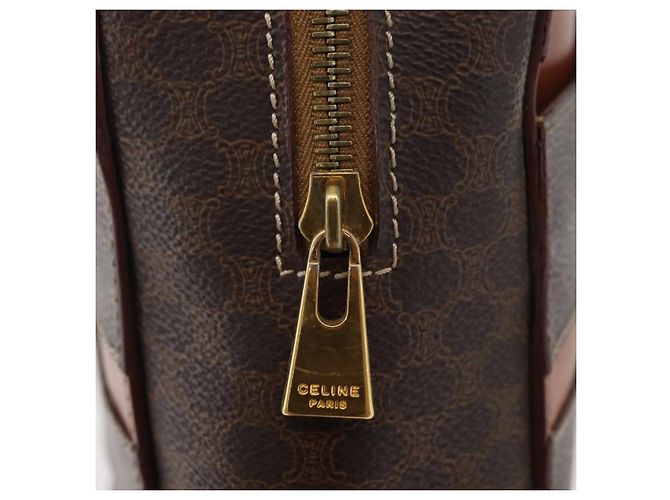 Céline Borsa CELINE Macadam Canvas PVC Pelle Marrone Oro Autentica 178762 D'oro - vista 18