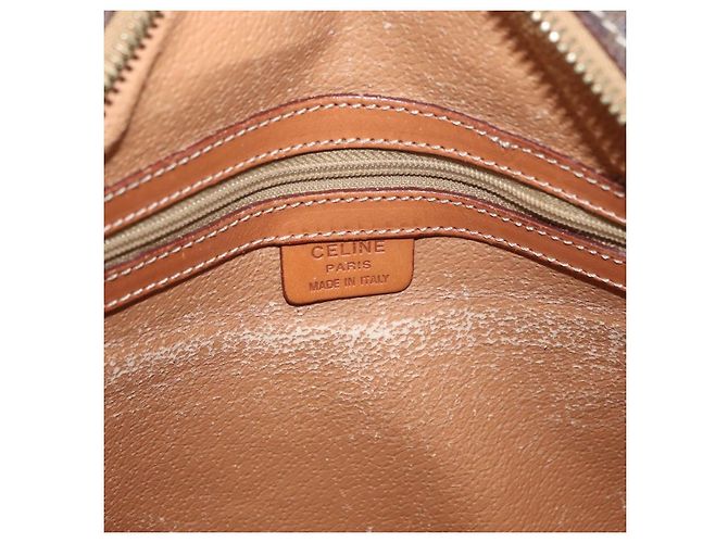 Céline Borsa CELINE Macadam Canvas PVC Pelle Marrone Oro Autentica 178762 D'oro - vista 19