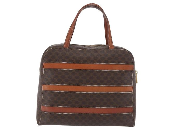 Céline Borsa CELINE Macadam Canvas PVC Pelle Marrone Oro Autentica 178762 D'oro - vista 2