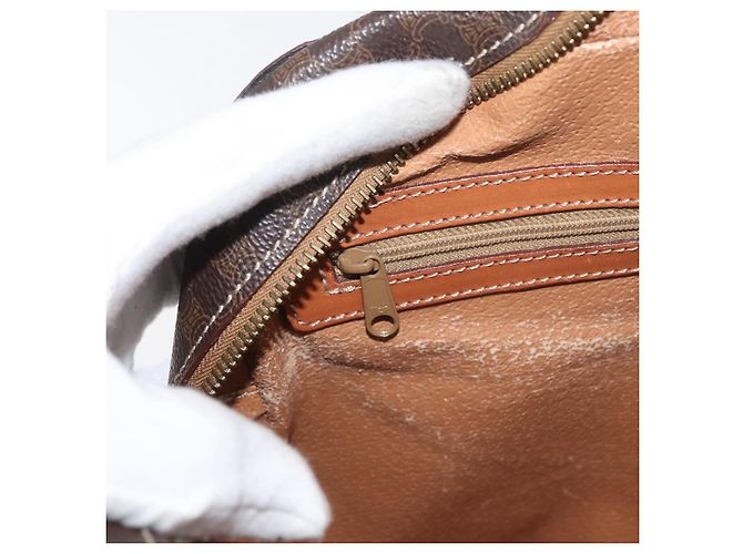 Céline Borsa CELINE Macadam Canvas PVC Pelle Marrone Oro Autentica 178762 D'oro - vista 22