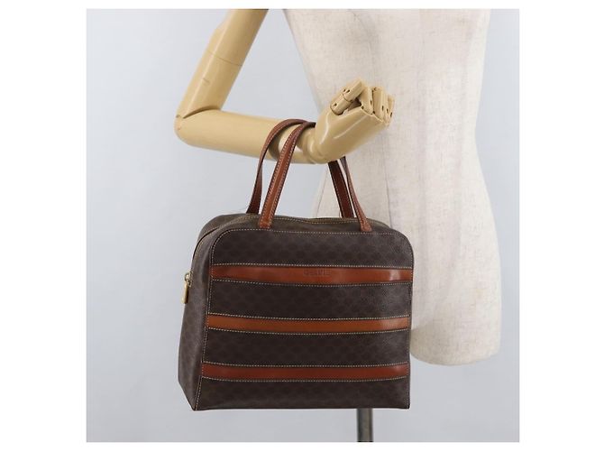 Céline Borsa CELINE Macadam Canvas PVC Pelle Marrone Oro Autentica 178762 D'oro - vista 24