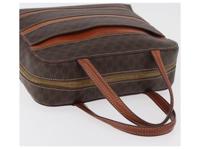 Céline Borsa CELINE Macadam Canvas PVC Pelle Marrone Oro Autentica 178762 D'oro - vista 6