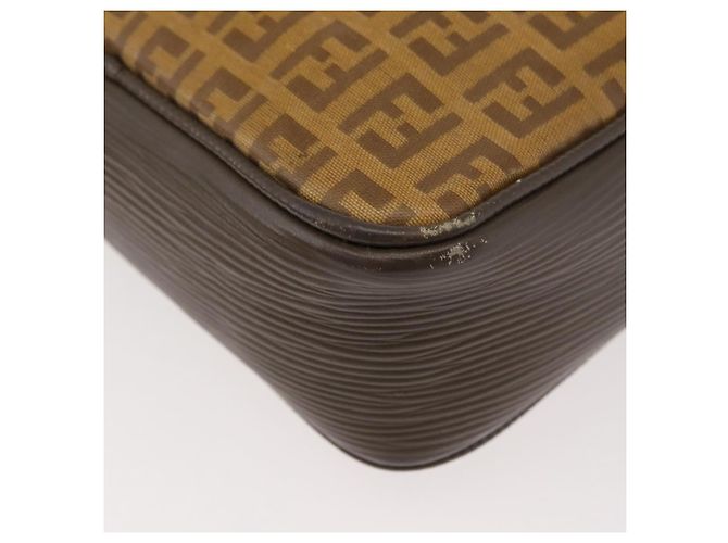 Borsa a Spalla FENDI Zucchino Canvas Beige Auth 180015 - vista 10