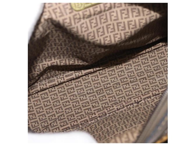 Borsa a Spalla FENDI Zucchino Canvas Beige Auth 180015 - vista 12
