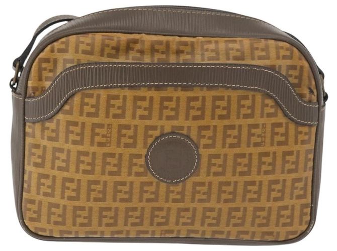 Borsa a Spalla FENDI Zucchino Canvas Beige Auth 180015 - vista 13