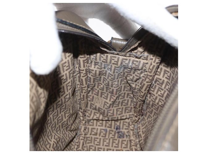 Borsa a Spalla FENDI Zucchino Canvas Beige Auth 180015 - vista 20